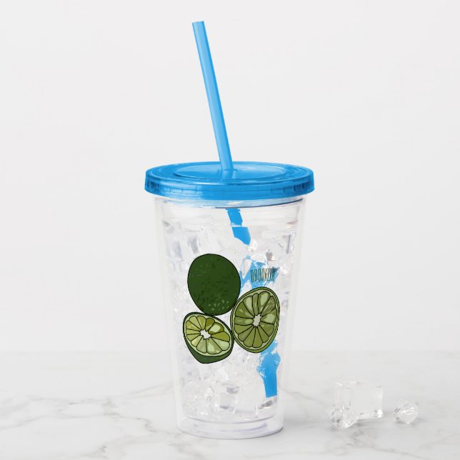 Kaffir lime tecknad illustration take away mugg (Framsida Ice)
