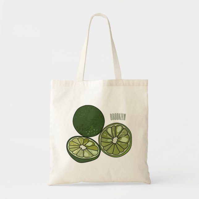 Kaffir lime tecknad illustration tygkasse (Framsidan)