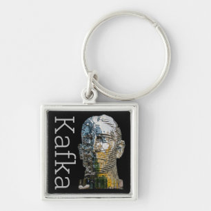Kafka Head Fyrkantig Silverfärgad Nyckelring