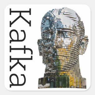 Kafka Head Square Sticker Fyrkantigt Klistermärke