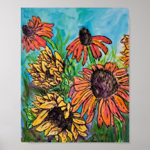 Kägelblommor och solrosor