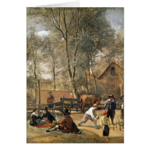 Käglaspelare utanför en gästgivargård, c.1660- hälsningskort