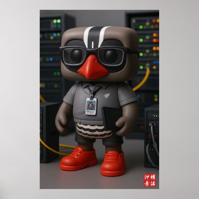 Kagu arbetar i datacentret poster (Framsidan)