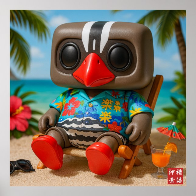 Kagu RakuRaku på stranden Poster (Framsidan)