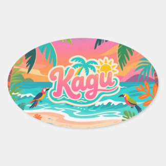 Kagu Tropical Ovalt Klistermärke