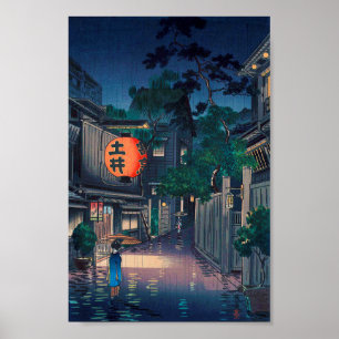 Kagurazaka i regnet, Tsuchiya Koitsu, Woodcut Poster