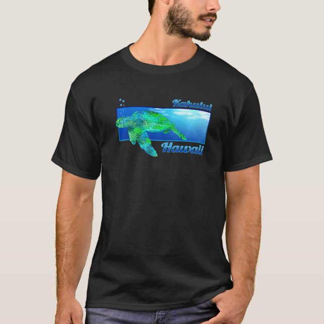 Kahului Hawaii Swimming Honu T Shirt (Framsida)