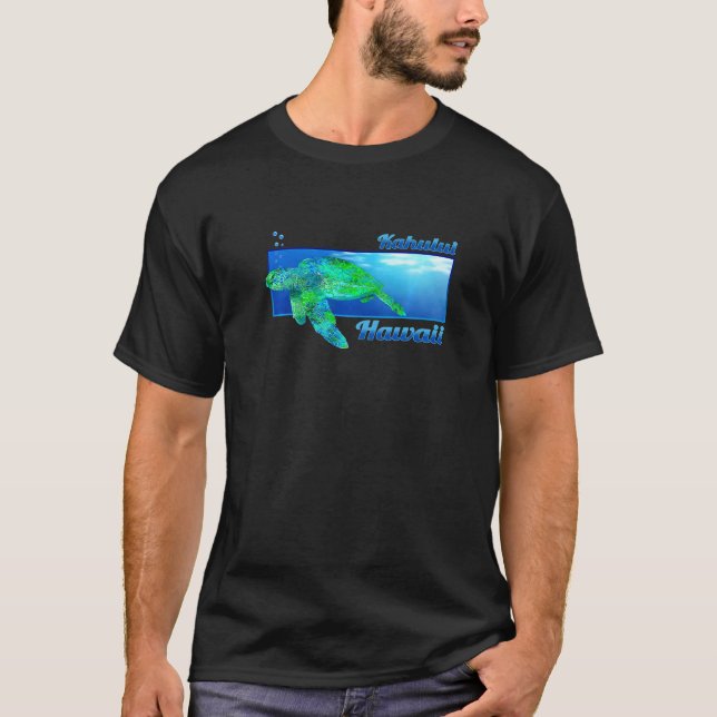 Kahului Hawaii Swimming Honu T Shirt (Framsida)