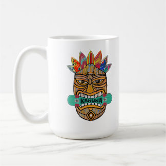 Kahuna Tiki Mask Skateboard Surfer Kung Hawaii Kaffemugg