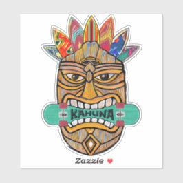 Kahuna Tiki Skateboard Surfer Klistermärken
