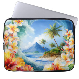 Kai Aloha Hibiscus Watercolor Wave-kostdräkt Laptop Fodral