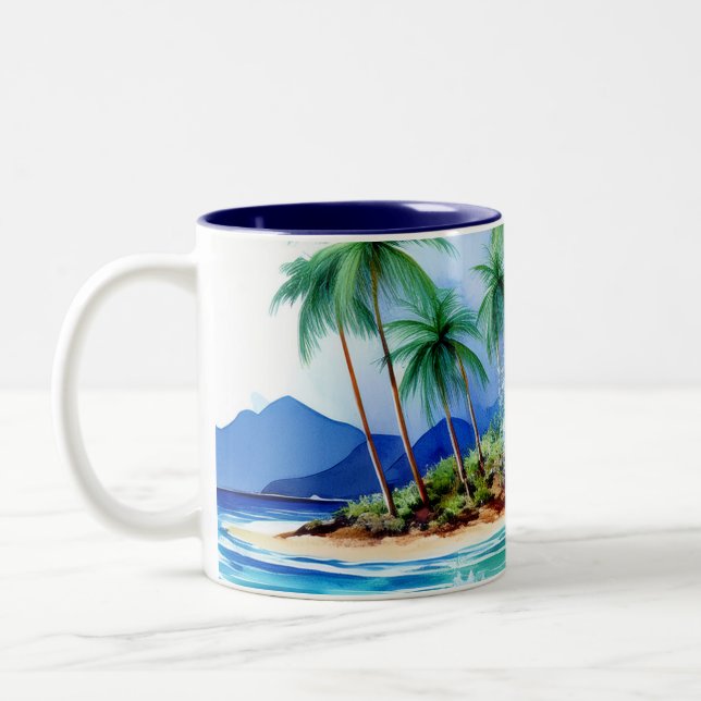 Kai Aloha Island Watercolor Wave Två-Tonad Mugg (Vänster)