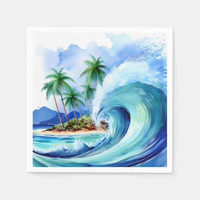 Kai Aloha Ö vattenfärg Våg Pappersservett (Framsidan)