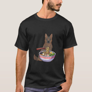 Kai Ken Eating Ramen Japanska Noodles Cute Anime L T Shirt