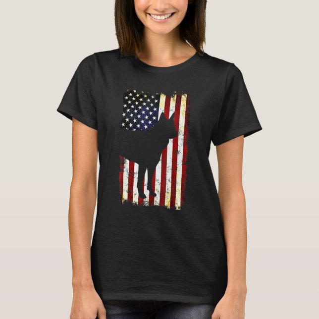 Kai Ken Silhouette American Flagga 4:e juli Tora T Shirt (Framsida)