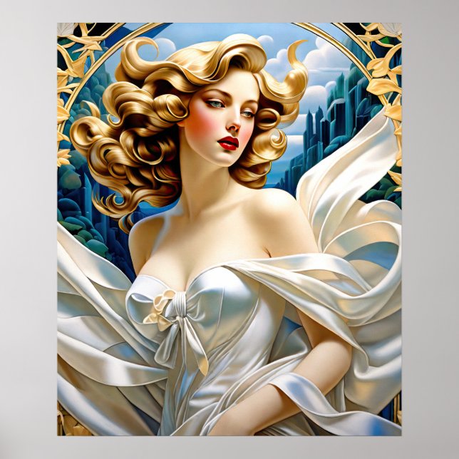 Kaia Art nouveau Mucha Stil Poster (Framsidan)