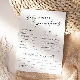 KAIA Baby Shower Advice & Predictions Card Inbjudningar