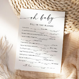 KAIA Baby Shower Libs, Fyll i det tomma spelet Inbjudningar