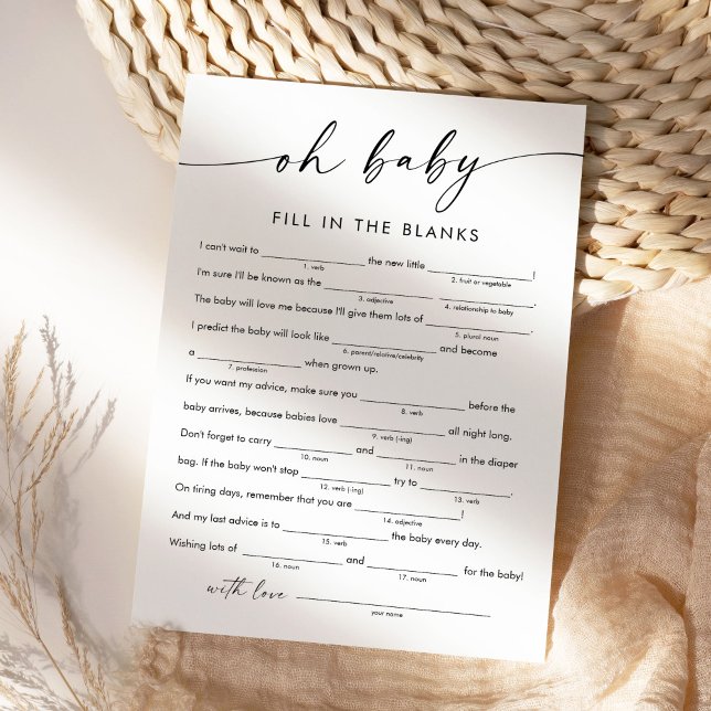 KAIA Baby Shower Libs, Fyll i det tomma spelet Inbjudningar (Skapare uppladdad)