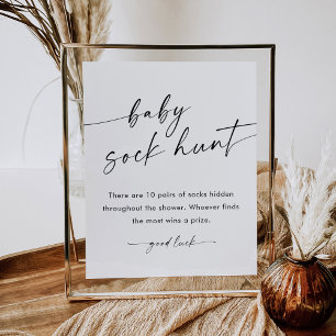 KAIA Baby Sock Hunt Baby Shower Game Sign Poster