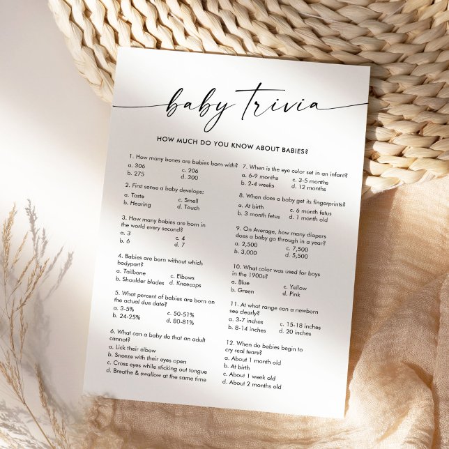 KAIA Baby Trivia Baby Shower-spel Inbjudningar (Skapare uppladdad)