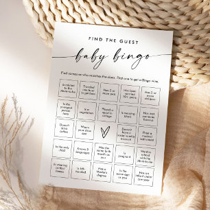 KAIA hittar gästkortet Baby Bingo Game Card Inbjudningar