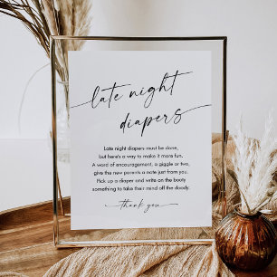 KAIA Lent Natt Diaper Baby Shower Sign Poster