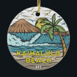 Kaihalulu Beach Hawaii Vintage Julgransprydnad Keramik<br><div class="desc">Kaihalulu Beach hand plockade illustrerar med bergen och oceanen vågar i bakgrunden. Perfekt för alla som kärlek att besöka Kaihalulu Beach.</div>