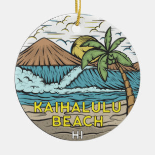 Kaihalulu Beach Hawaii Vintage Julgransprydnad Keramik