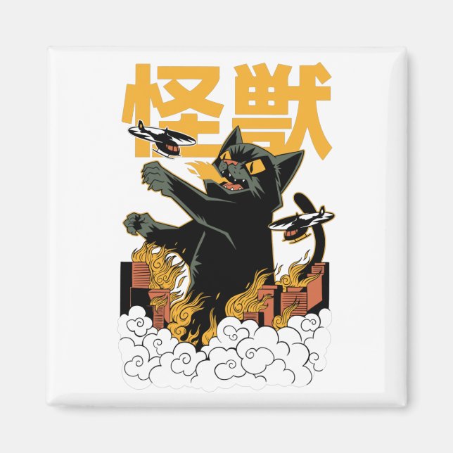 Kaiju anime cat monster magnet (Framsidan)