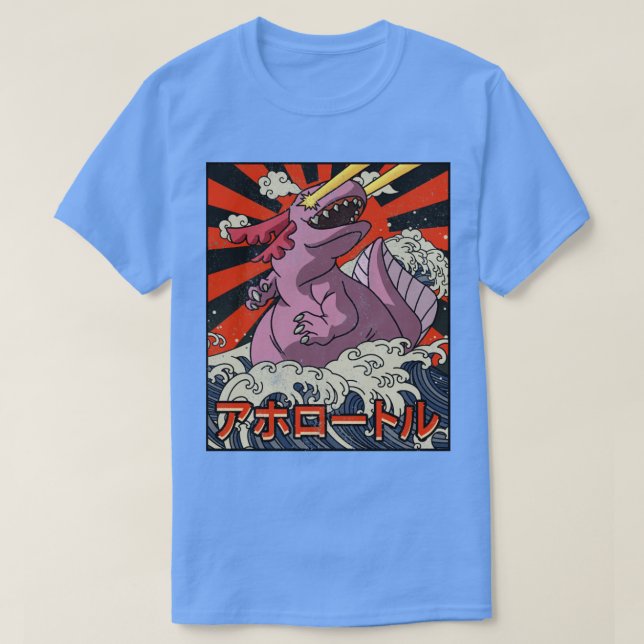 Kaiju Axolotl Underbar Wave Off Kanagawa Japansk K T Shirt (Design framsida)