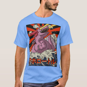 Kaiju Axolotl Underbar Wave Off Kanagawa Japansk K T Shirt