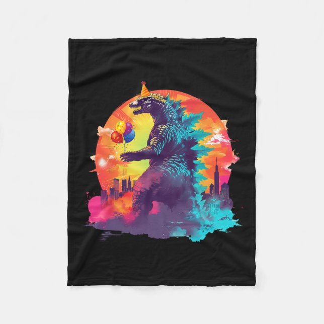 Kaiju Birthday Funny Boys Birthday Monster Fleecefilt (Framsidan)