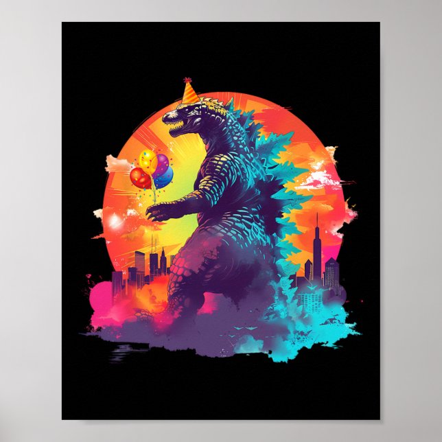 Kaiju Birthday Funny Boys Birthday Monster Poster (Framsidan)