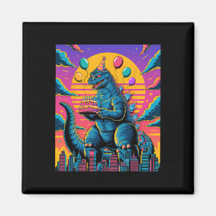 Kaiju Birthday Lloon and cake Monster Movie Bday D Magnet