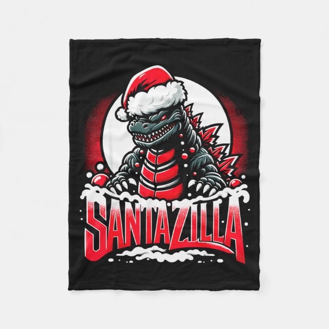 Kaiju Christmas Santazilla Japanese Monster Dinosa Fleecefilt (Framsidan)
