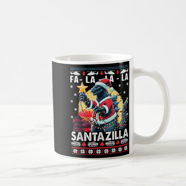 Kaiju Christmas Santazilla Japanese Monster Dinosa Kaffemugg (Höger)