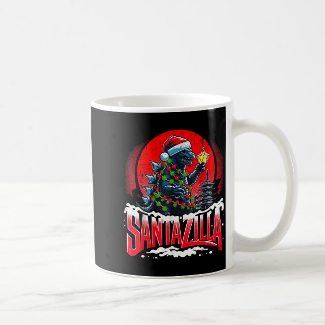 Kaiju Christmas Santazilla Japanese Monster Dinosa Kaffemugg (Höger)