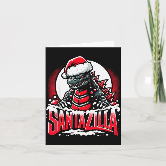 Kaiju Christmas Santazilla Japanese Monster Dinosa Kort (Framsida)