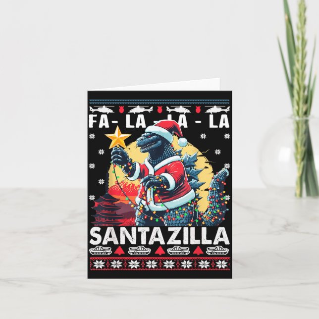 Kaiju Christmas Santazilla Japanese Monster Dinosa Kort (Framsida)
