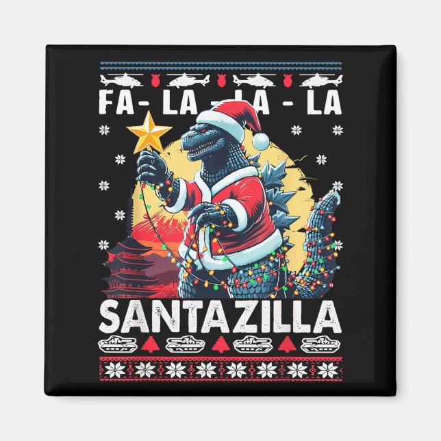 Kaiju Christmas Santazilla Japanese Monster Dinosa Magnet (Framsidan)