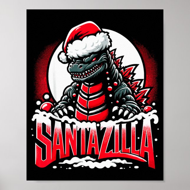 Kaiju Christmas Santazilla Japanese Monster Dinosa Poster (Framsidan)