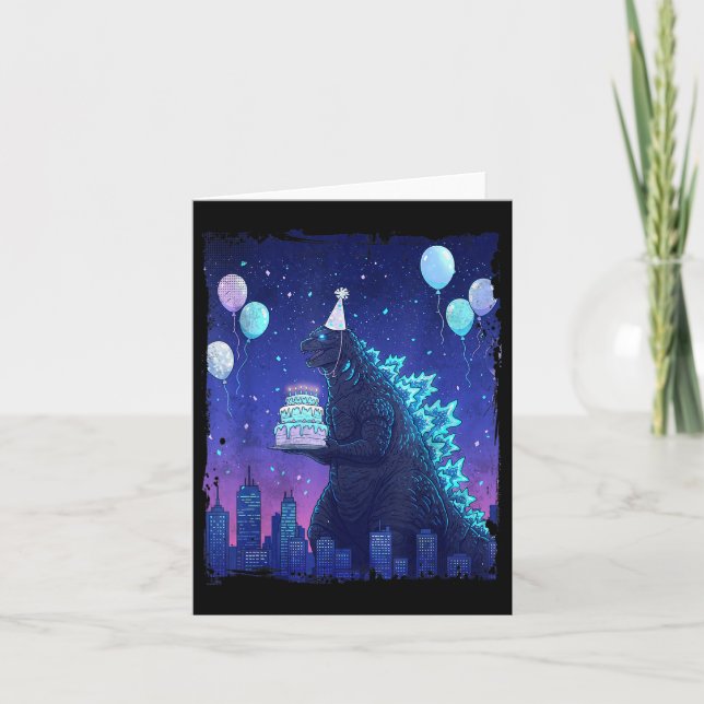 Kaiju Födelsedagsfest Japan Monster på min födelse Kort (Framsida)
