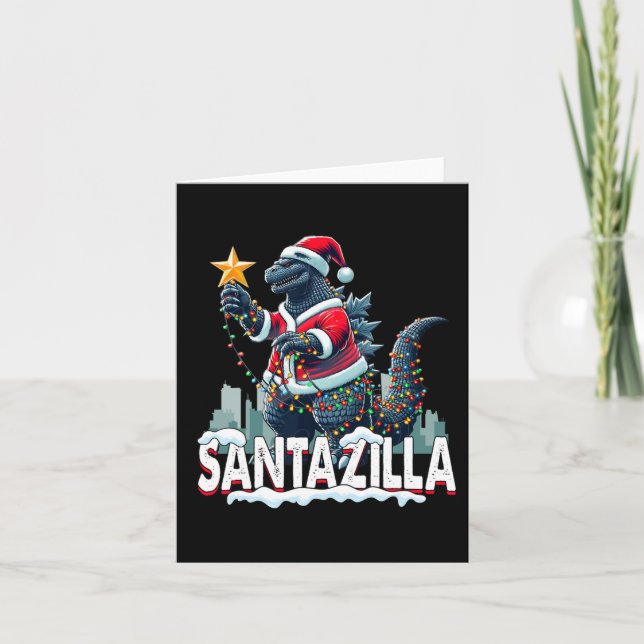 Kaiju jul Santazilla Japanska Monster Dinosa Kort (Framsida)