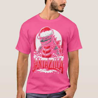 Kaiju jul Santazilla Japanska Monster Dinosa T Shirt