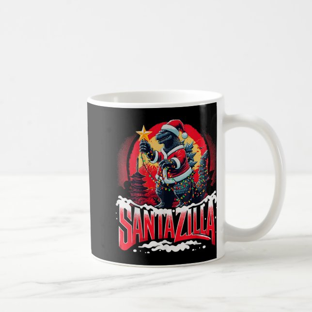 Kaiju jul Santazilla japanska monster dinosaurie Kaffemugg (Höger)
