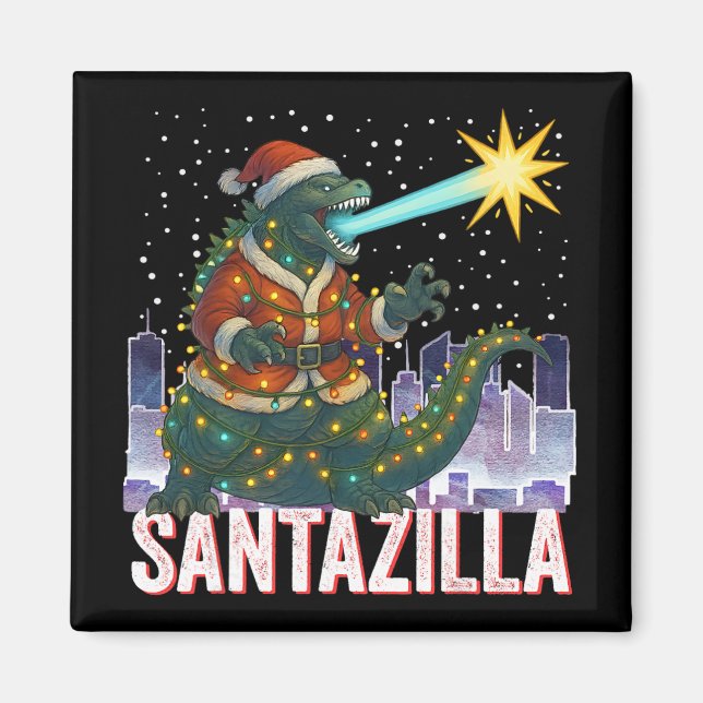 Kaiju jul Santazilla japanska monster dinosaurie Magnet (Framsidan)