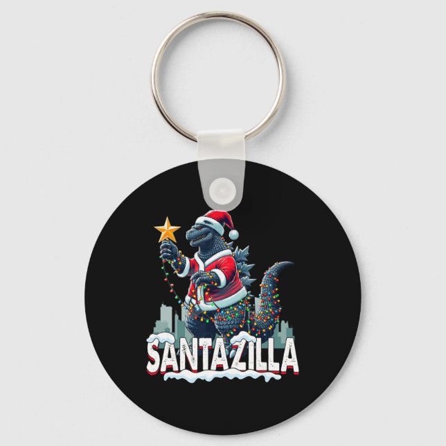 Kaiju jul Santazilla japanska monster dinosaurie Nyckelring (Framsida)
