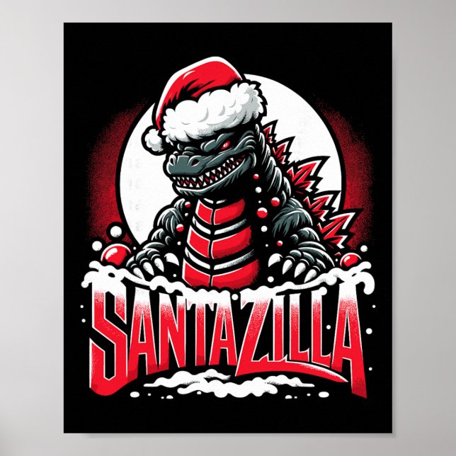 Kaiju jul Santazilla japanska monster dinosaurie Poster (Framsidan)