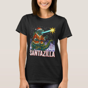Kaiju jul Santazilla japanska monster dinosaurie T Shirt